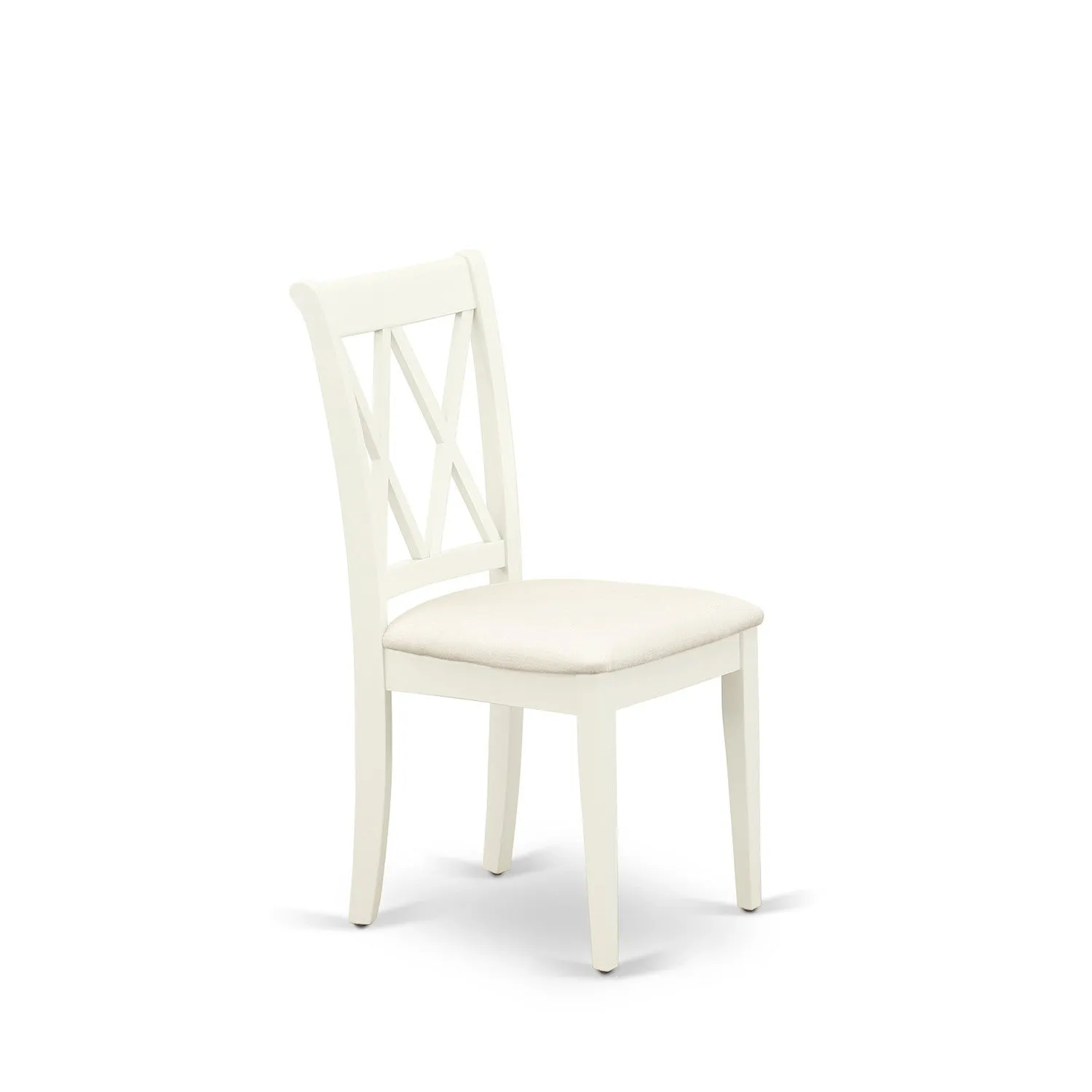 East West Furniture CLC-LWH-C Clarksville Kitchen Dining Chairs - Linen Fabric Upholstered Wood Chairs, Set of 2, Linen White