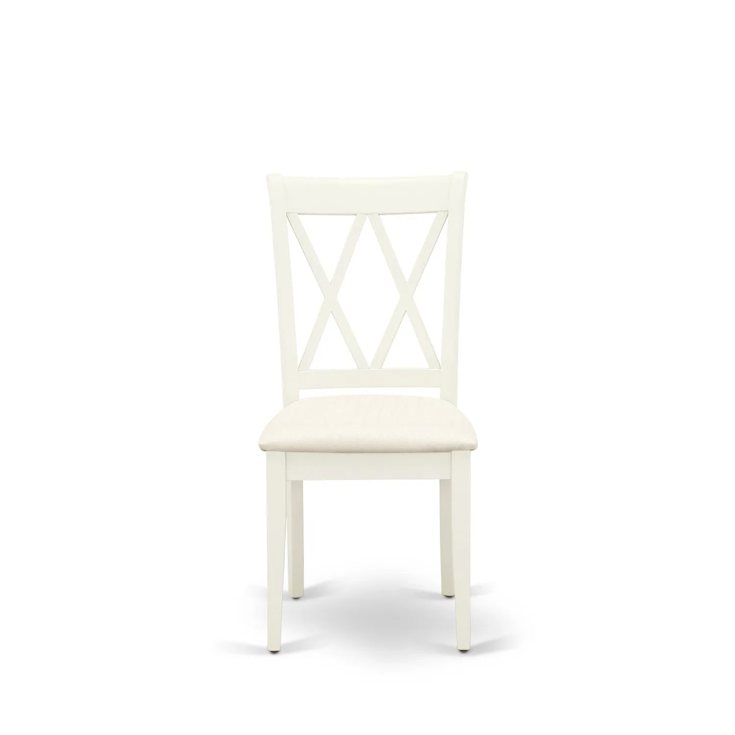 East West Furniture CLC-LWH-C Clarksville Kitchen Dining Chairs - Linen Fabric Upholstered Wood Chairs, Set of 2, Linen White