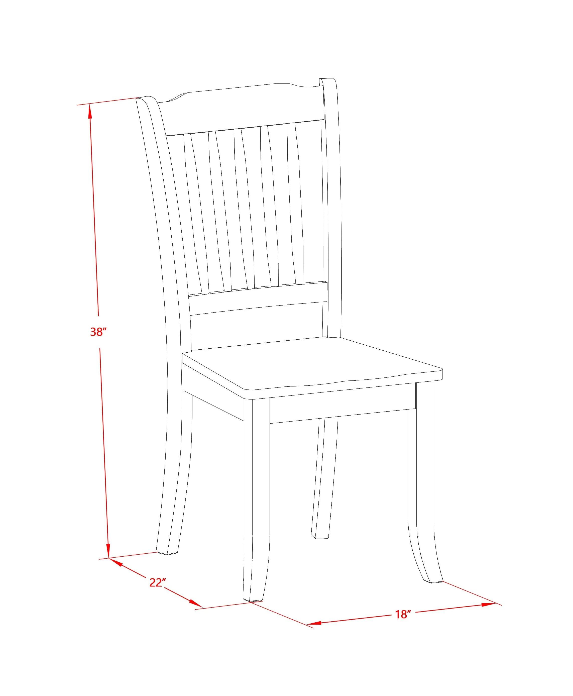 East West Furniture DAC-BCH-W Danbury Dining Room Chairs - Slat Back Solid Wood Seat Chairs, Set of 2, Black & Cherry