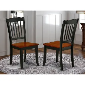 East West Furniture DAC-BCH-W Danbury Dining Room Chairs - Slat Back Solid Wood Seat Chairs, Set of 2, Black & Cherry