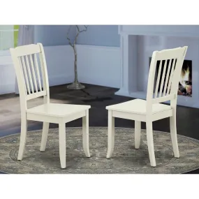 East West Furniture DAC-LWH-W Danbury Kitchen Dining Chairs - Slat Back Wooden Seat Chairs, Set of 2, Linen White