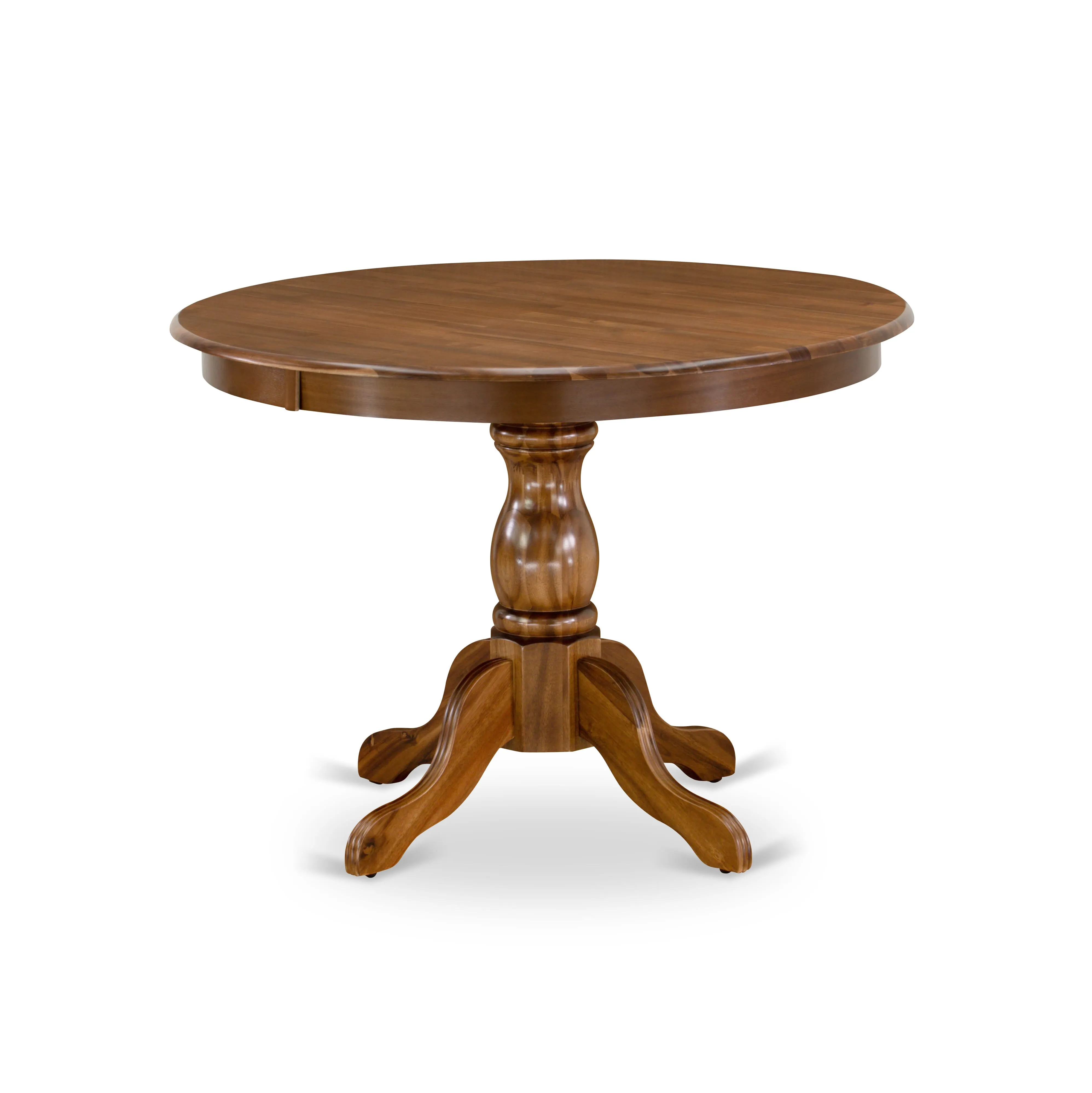East West Furniture HBDA5-AWA-24 5 Piece Dining Set for Small SpacesIncludes a Round Kitchen Table and 4 Upholstered Parson Chairs, 42x42 Inch, Antique Walnut