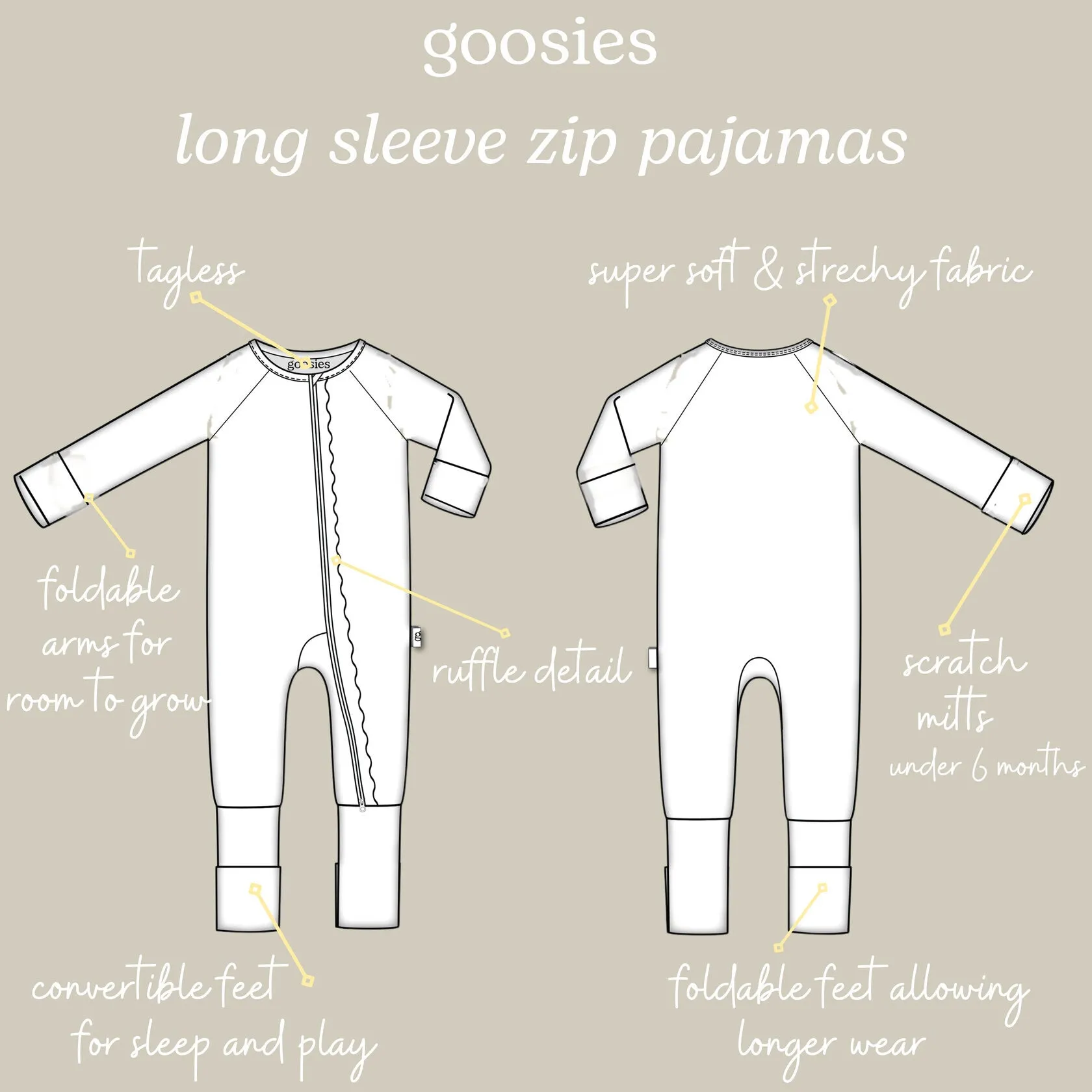 Goosies Long Sleeve Zip PJs in Bluebonnets