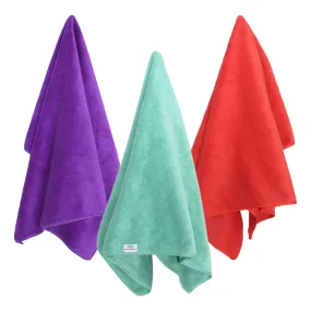 Heart Home Cleaning Cloths|Microfiber Highly Absorbent Wash Towels for Kitchen,Car,Window,24 x 16 Inch,Pack of 3 (Assorted)