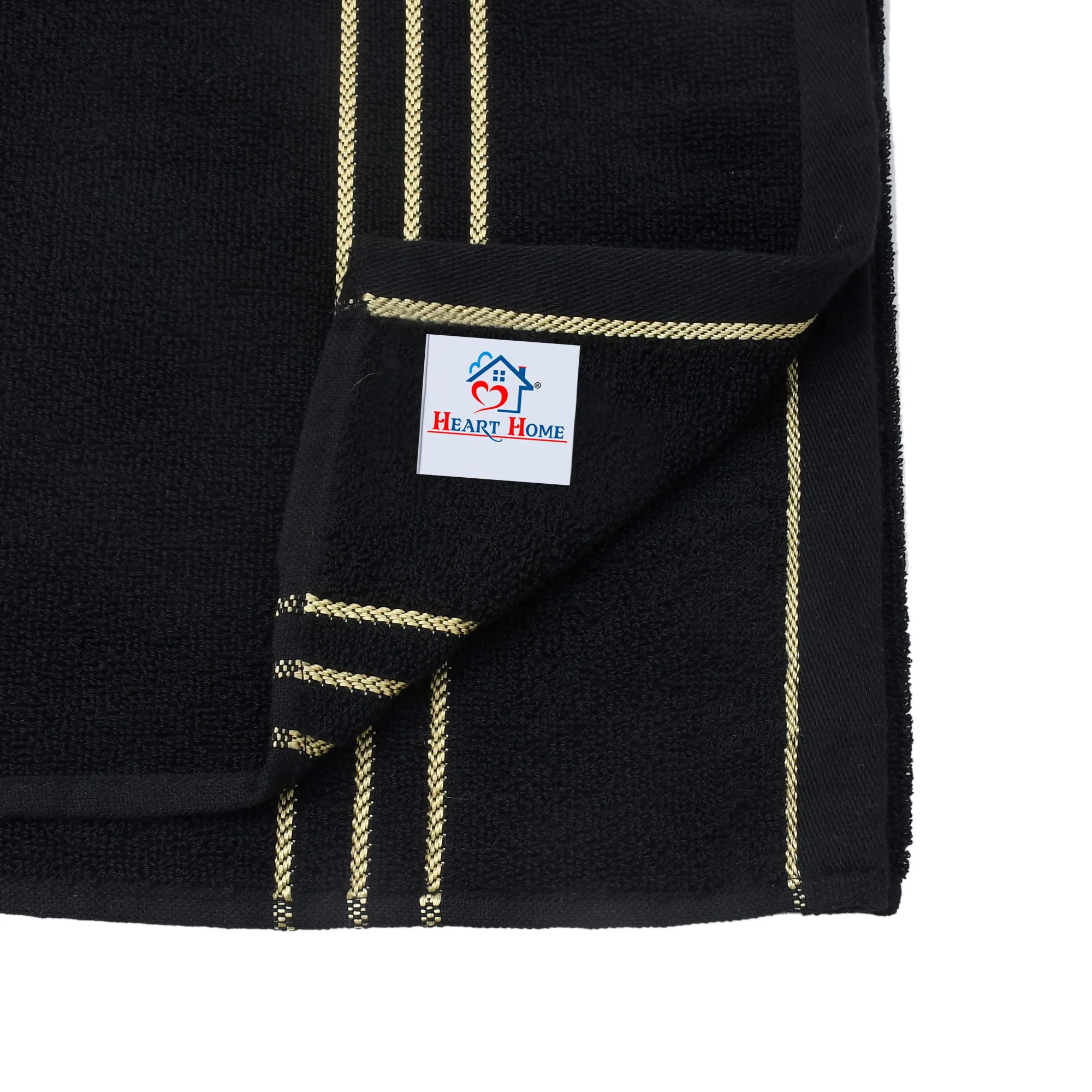 Heart Home Cotton 2 Pieces Bath Towel Super Soft, Fluffy, and Absorbent, Perfect for Daily Use 100% Cotton Towels, 400 GSM (Black)-HEART11582, Standard (HEART011582)