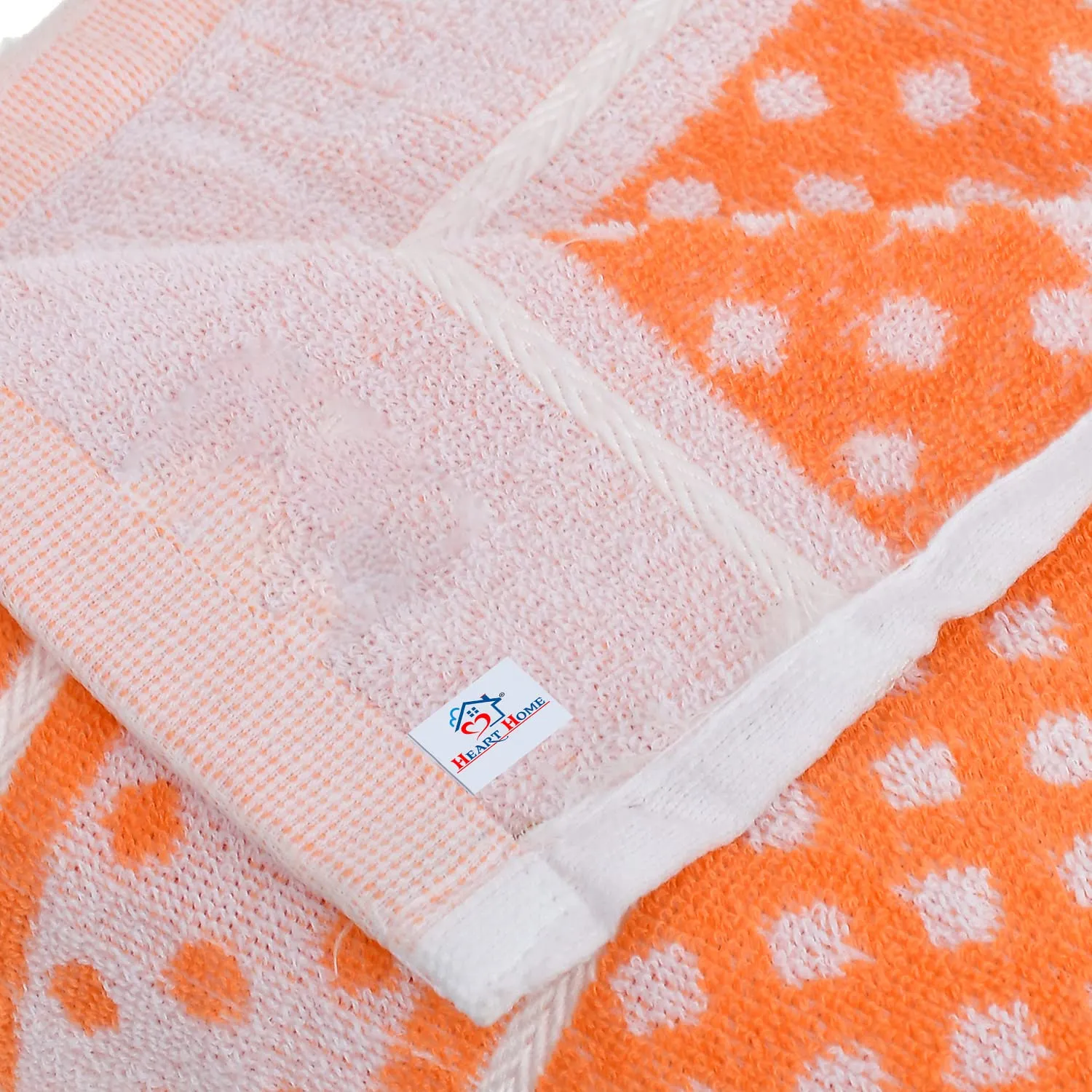 Heart Home Multiuses Dot Printed Soft Cotton Bath Towel, 30"x60"- Pack of 4 (Orange & Sky Blue)