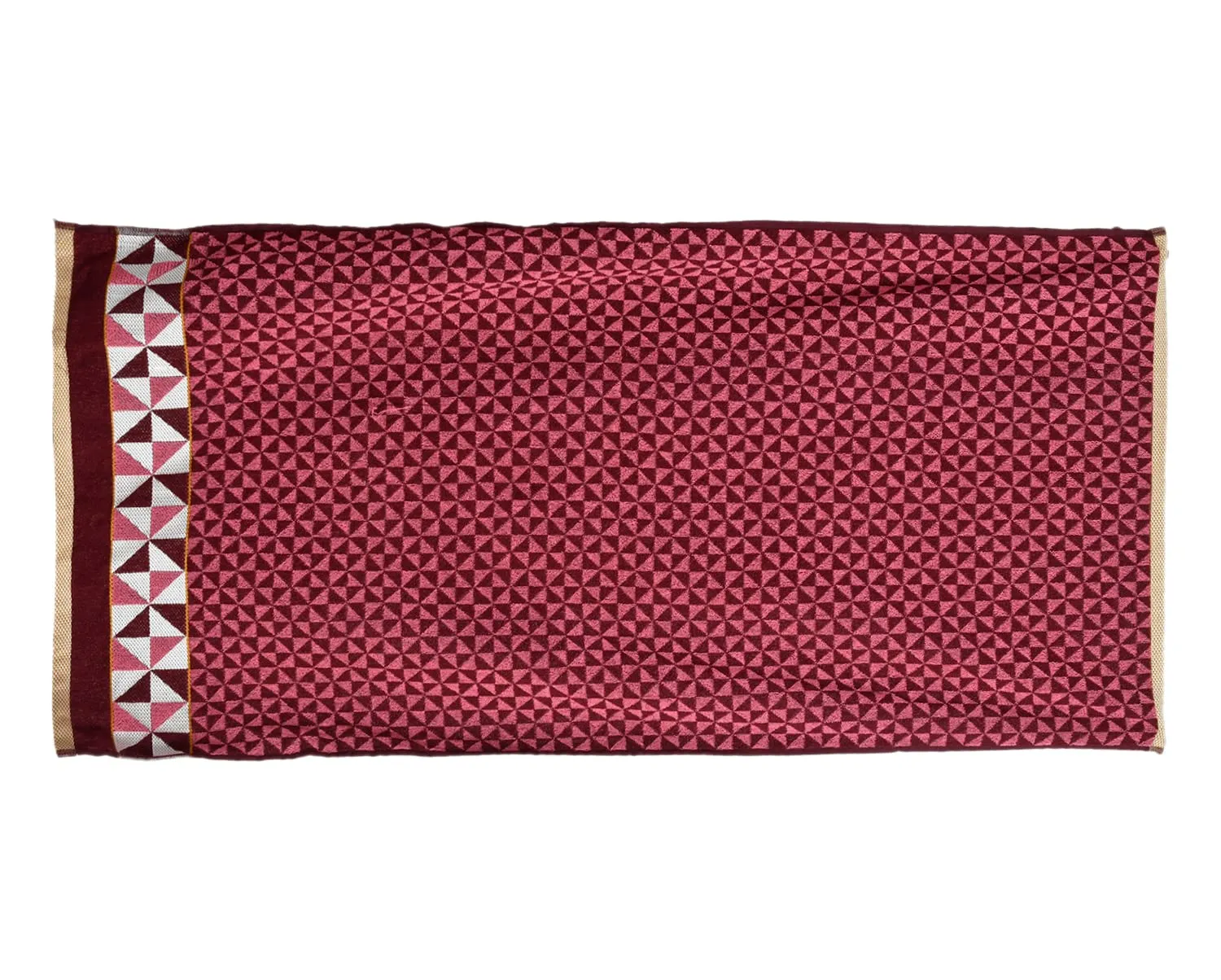 Heart Home Multiuses Tringle Printed Soft Cotton Bath Towel, 30"x60" - Pack of 4 (Maroon)
