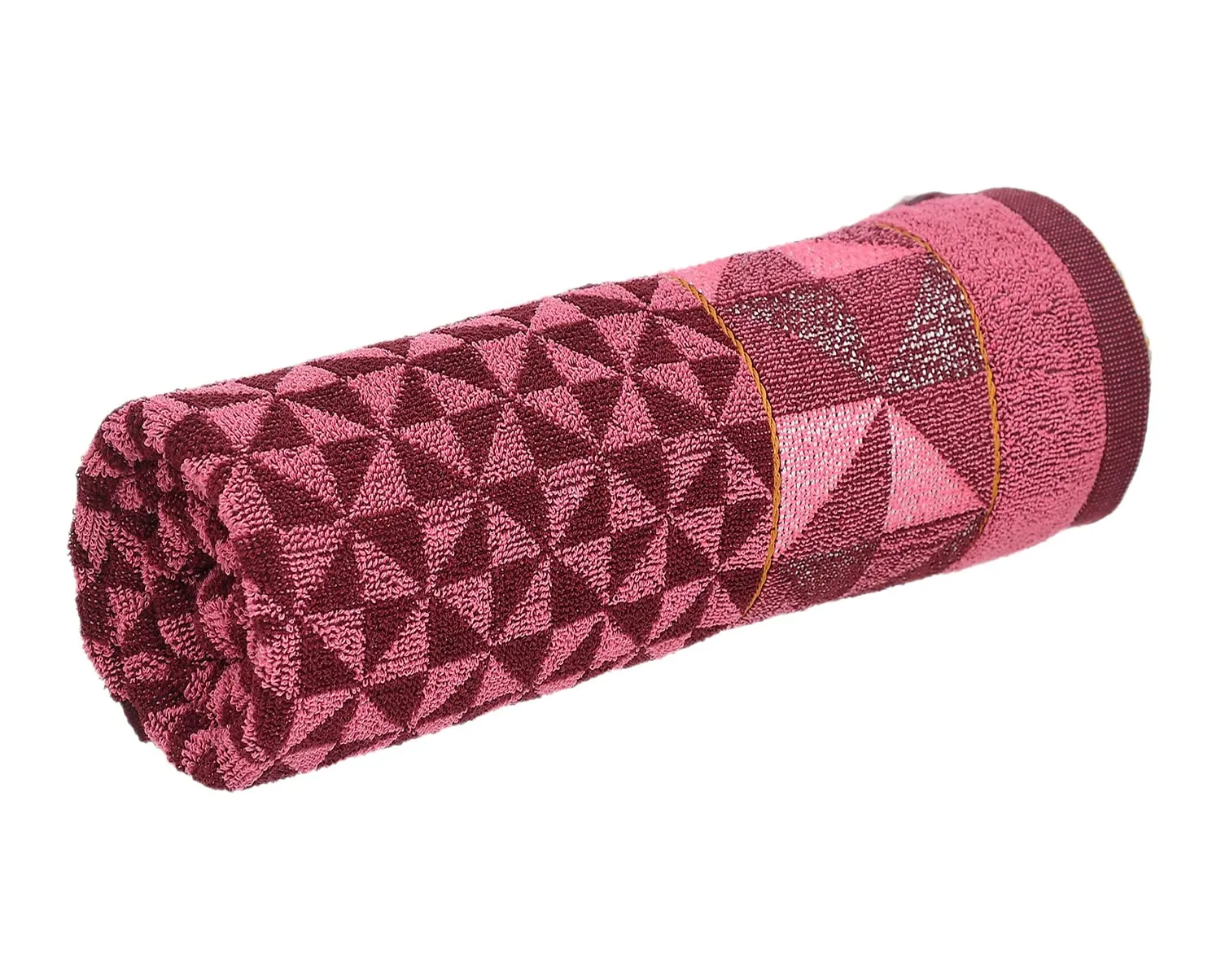 Heart Home Multiuses Tringle Printed Soft Cotton Bath Towel, 30"x60" - Pack of 4 (Maroon)