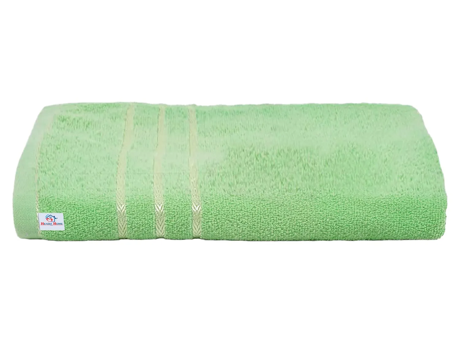 Heart Home Soft Cotton Bath Towel for Hands, Face, Newborn Babies, Toddlers, Children, 19"x38"- Pack of 2 (Green & Peach)