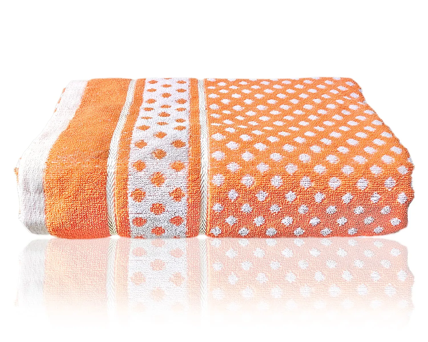 Heart HomeDot Printed Super Soft, Fluffy, and Absorbent, Cotton Bath Towel Perfect for Daily Use, 30"x60"- Pack of 4 (Orange)