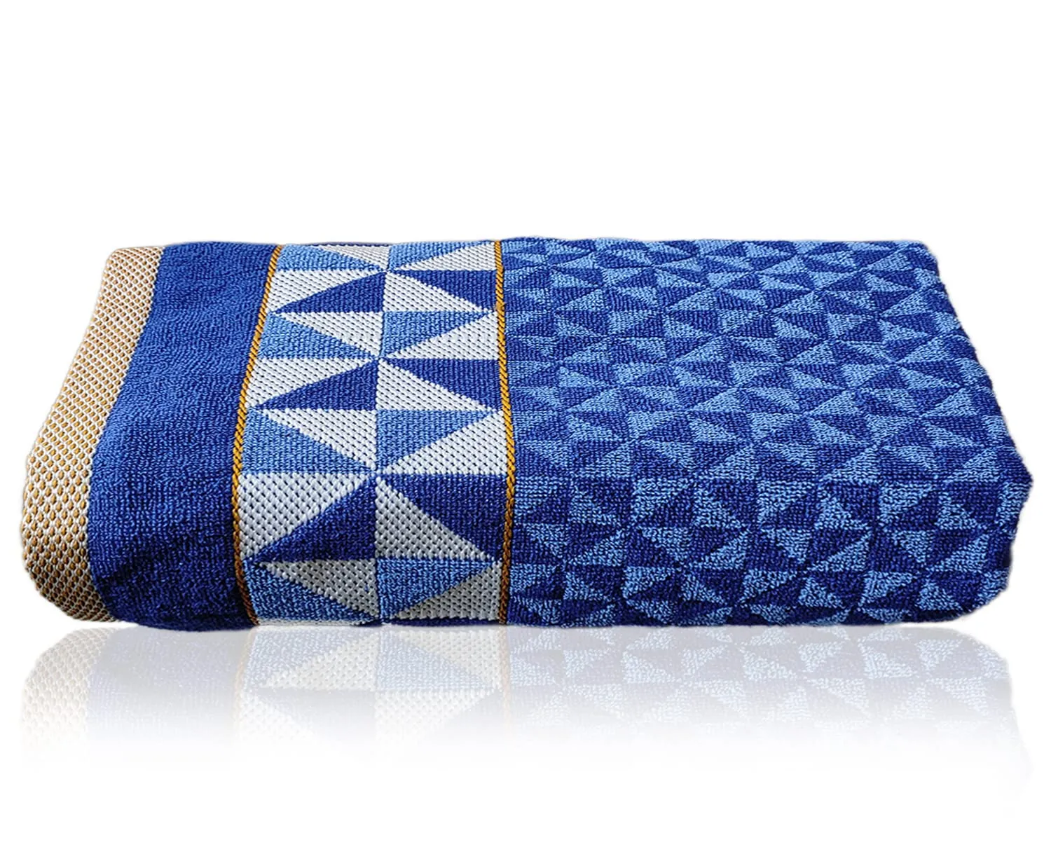 Heart HomeTringle Printed Super Soft, Fluffy, and Absorbent, Cotton Bath Towel Perfect for Daily Use, 30"x60"- Pack of 2 (Blue)