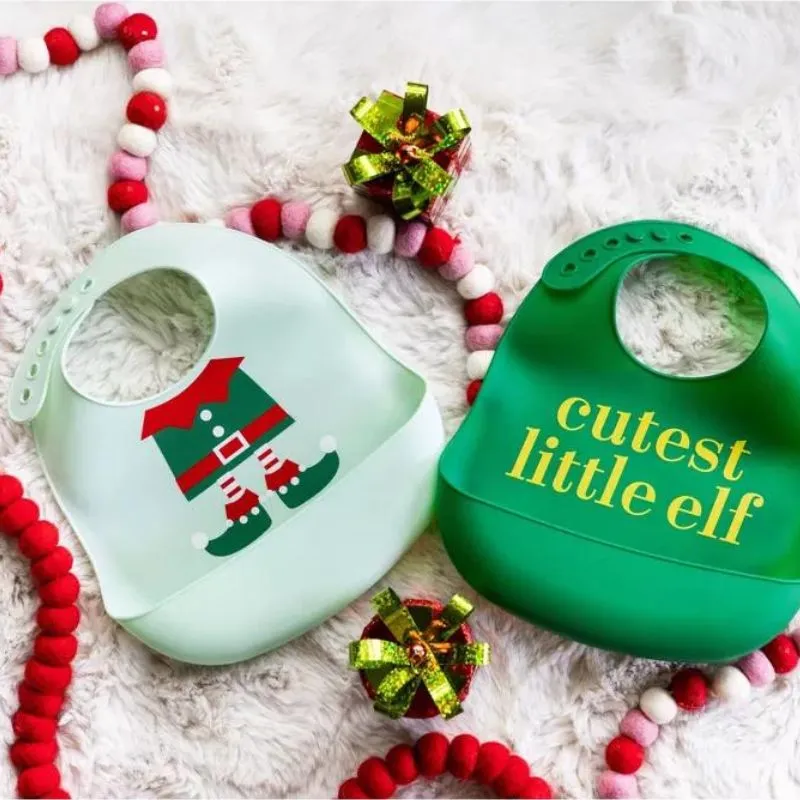 Holiday Silicone Bib Set - Cutest Little Elf