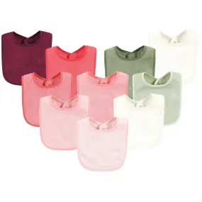 Hudson Baby Rayon from Bamboo Bib with Waterproof Lining 10pk, Pink Sage
