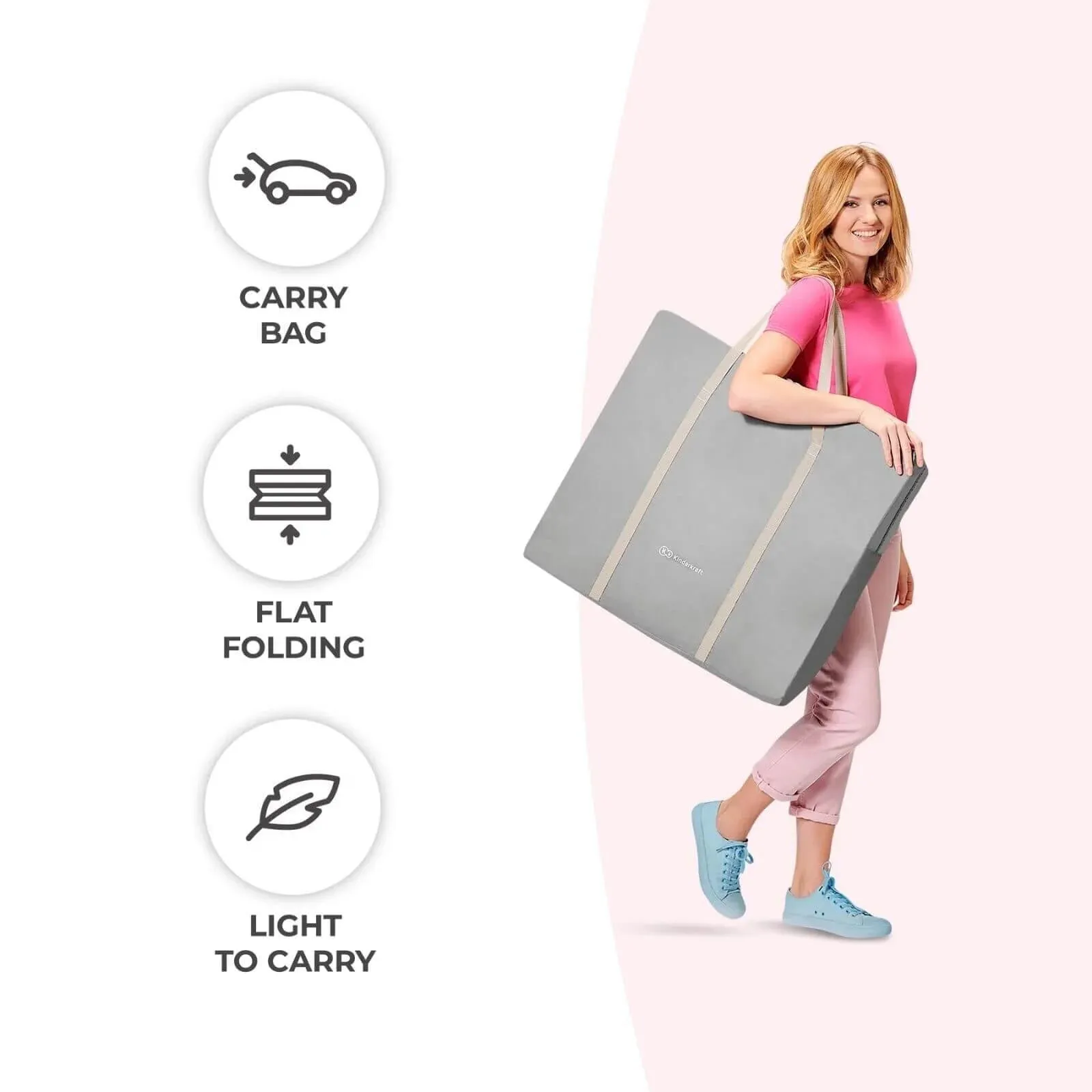 Kinderkraft Lovi 3-in-1 Baby Crib - Grey
