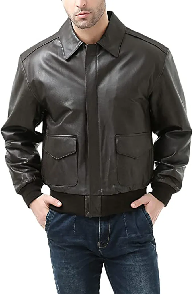 Landing Leathers Men's USA Air Force A-2 Leather Full-Zip Flight Bomber Jacket