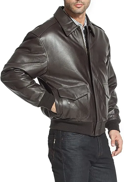 Landing Leathers Men's USA Air Force A-2 Leather Full-Zip Flight Bomber Jacket