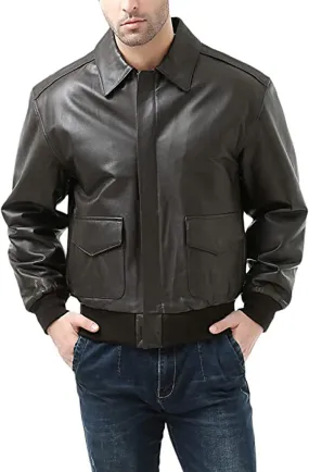 Landing Leathers Men's USA Air Force A-2 Leather Full-Zip Flight Bomber Jacket
