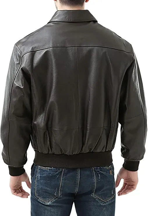 Landing Leathers Men's USA Air Force A-2 Leather Full-Zip Flight Bomber Jacket