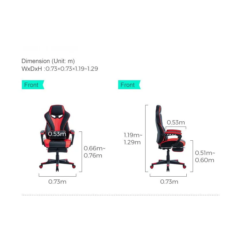 LEXI Red and Black Gaming Chair with Footrest