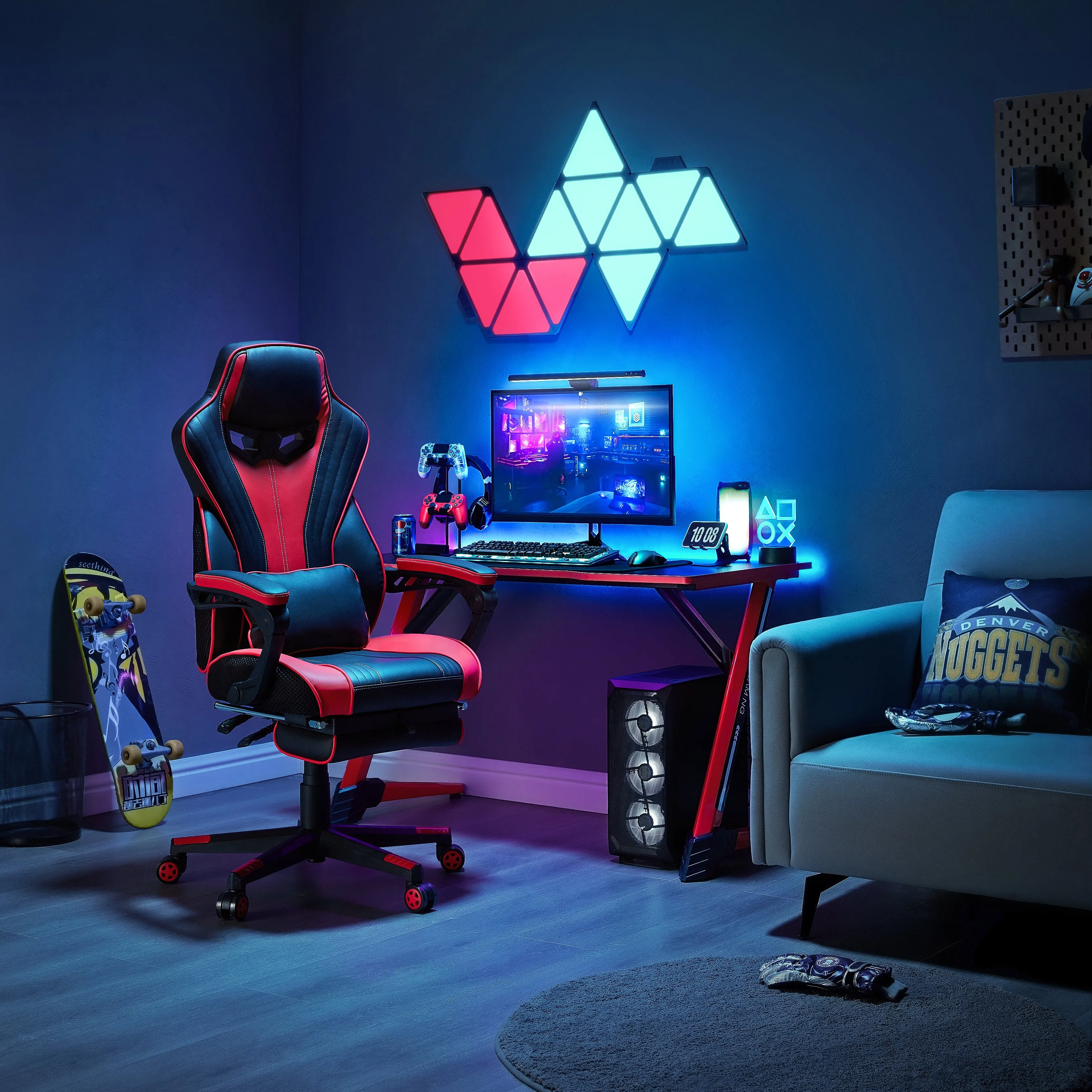 LEXI Red and Black Gaming Chair with Footrest