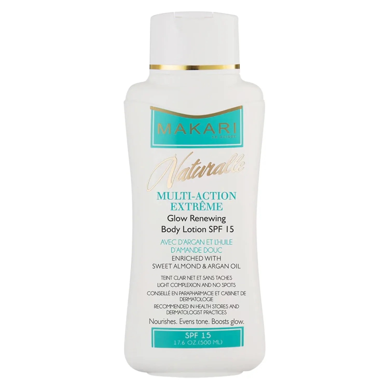 Makari Naturalle Multi-Action Extreme Body Lotion 17.6oz - Moisturizing Body Cream with Argan Oil & SPF 15 - Toning & Treatment for Dry Skin, Age Spots, Unevenness