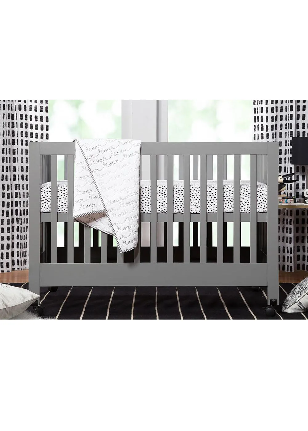 MAKI FULL SIZE FOLDING PORTABLE CRIB - GREY