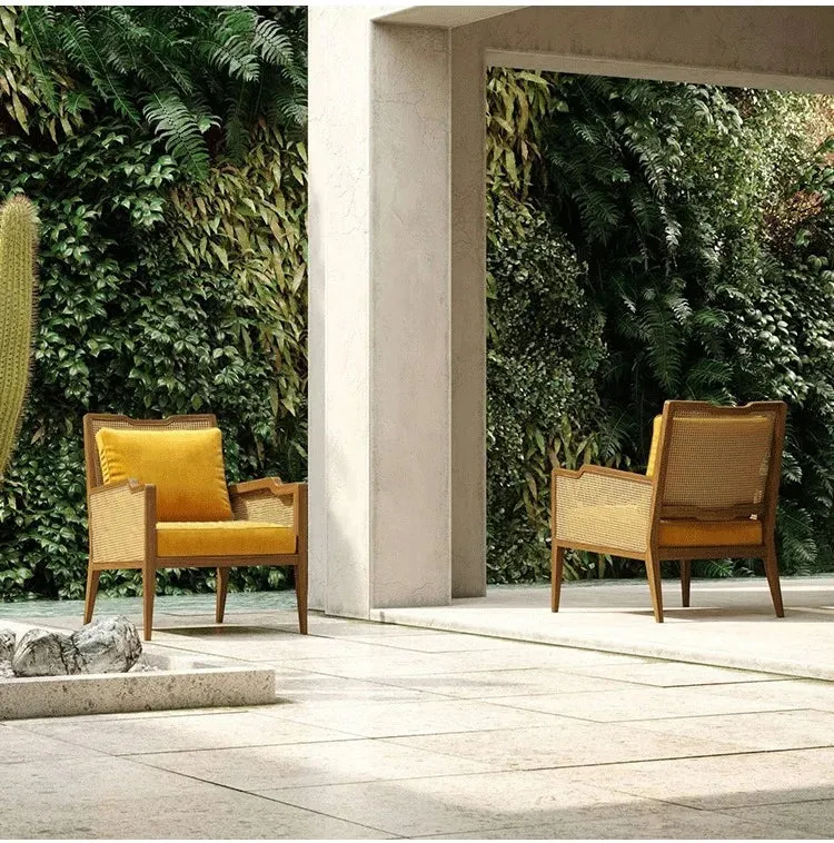 Modern Leisure Rattan Wicker Arm Dining Chair