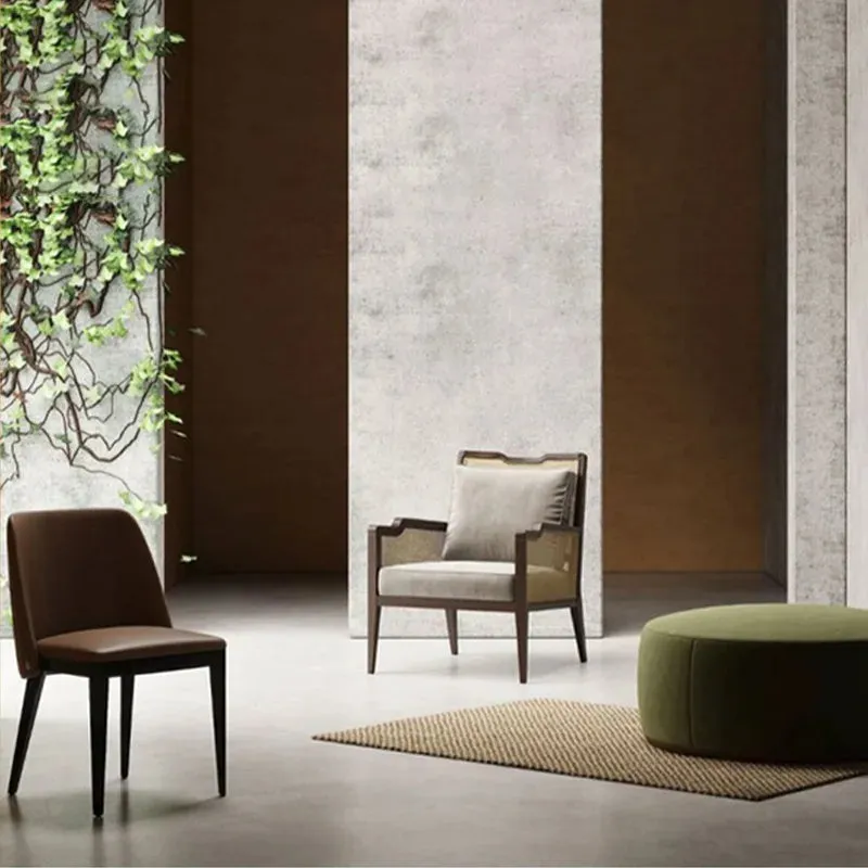 Modern Leisure Rattan Wicker Arm Dining Chair