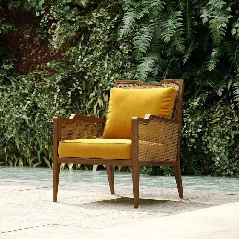 Modern Leisure Rattan Wicker Arm Dining Chair