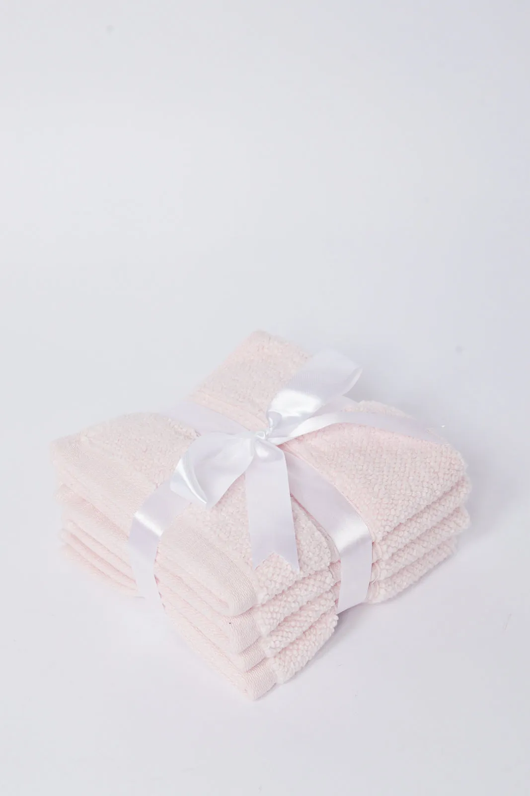 Pink Textured Cotton Face Towel Set (4 Piece)