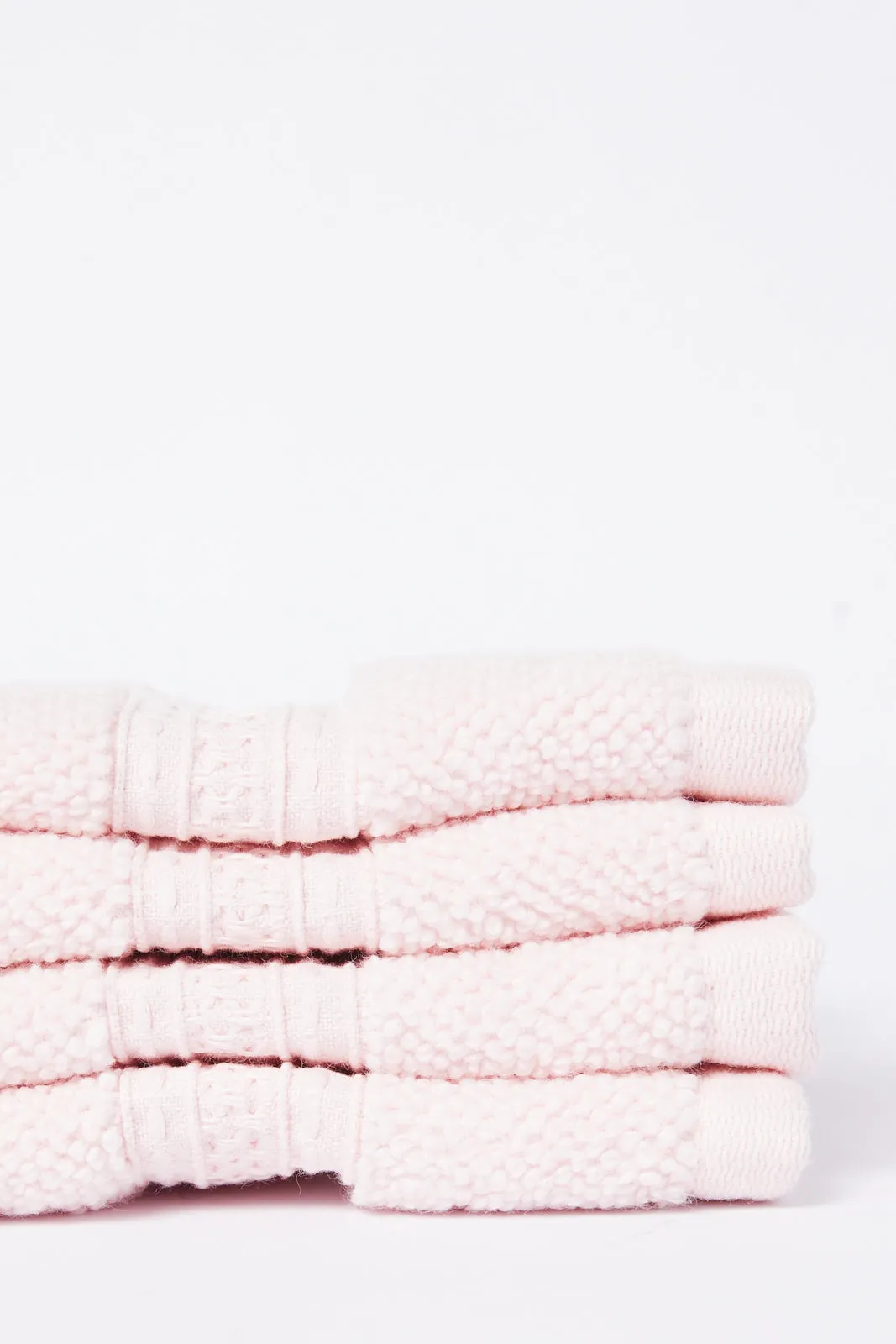 Pink Textured Cotton Face Towel Set (4 Piece)