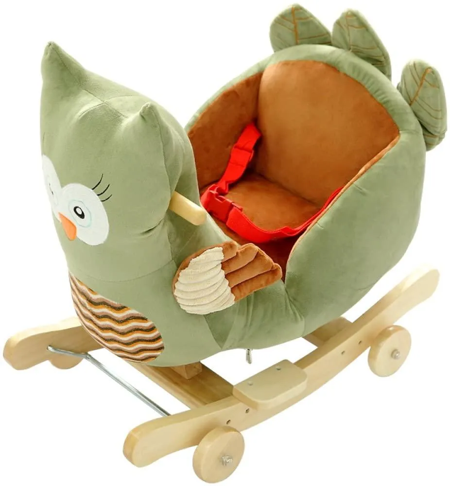 Plush Owl 2 in 1 Rocker with Wheels & Handle