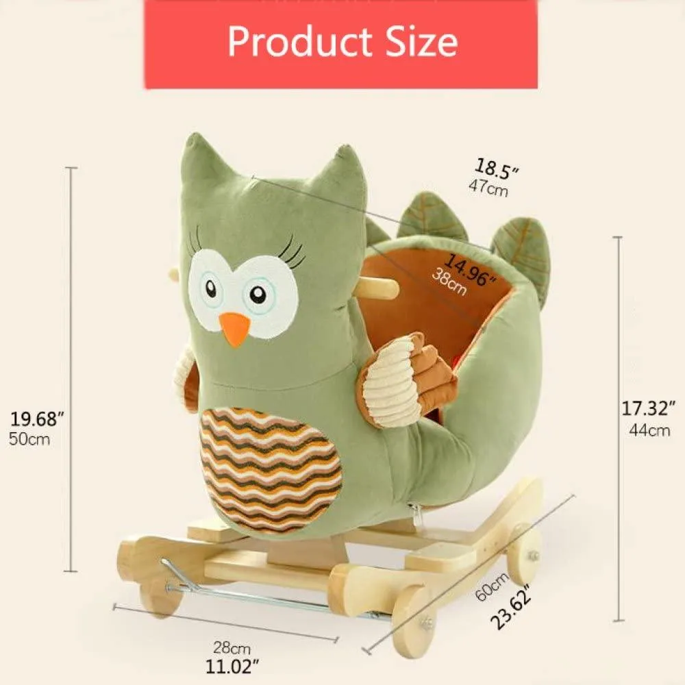Plush Owl 2 in 1 Rocker with Wheels & Handle