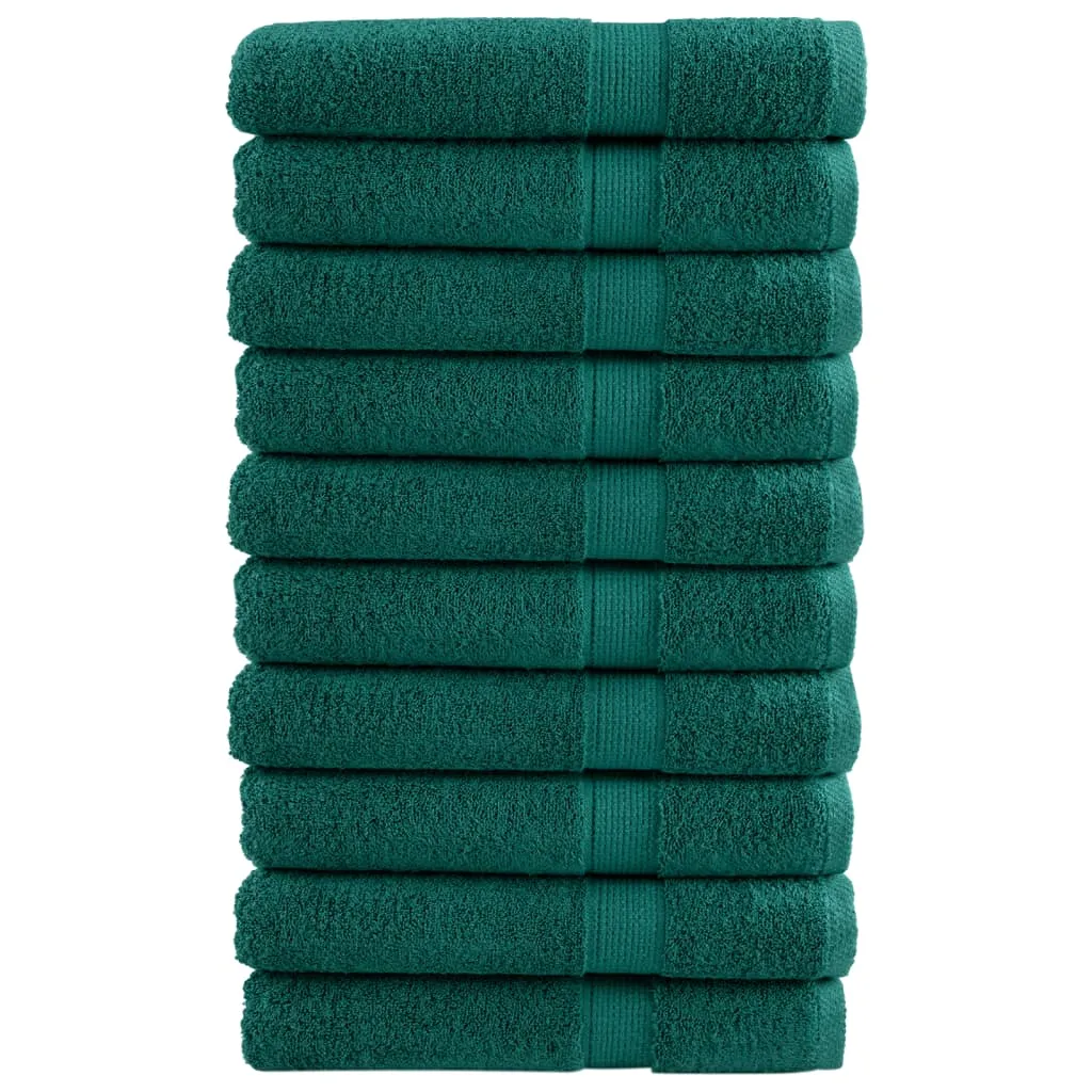 Premium Sauna Towels 10 pcs Green 80x200 cm 600 gsm 100% Cotton
