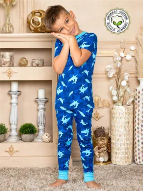 Prestigez Toddler Boys' Organic Cotton 2 Piece Pajama Set Sharks