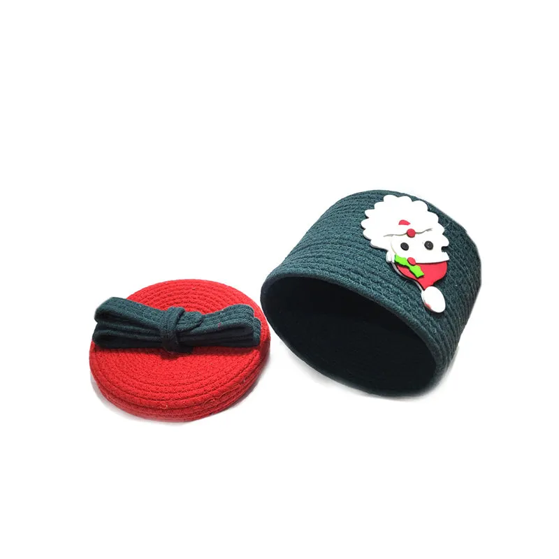 Santa's Bin Cotton Christmas Storage Basket - Green & Red