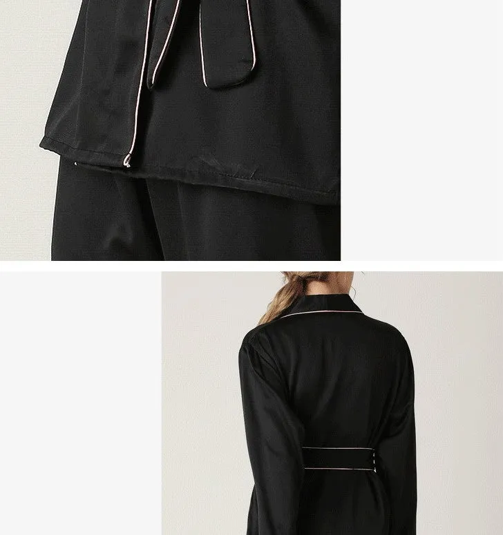Satin Wrap-Blouse Pajamas