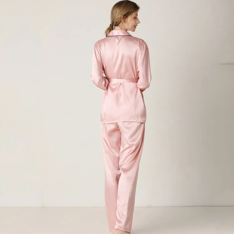 Satin Wrap-Blouse Pajamas
