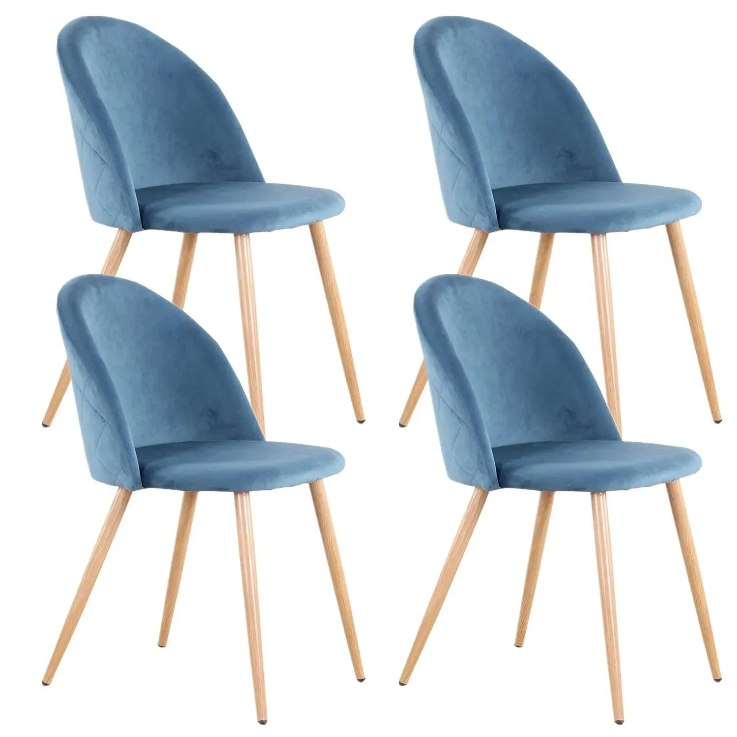 Set of 4 Soft Velvet Dining Chairs with Metal Feet