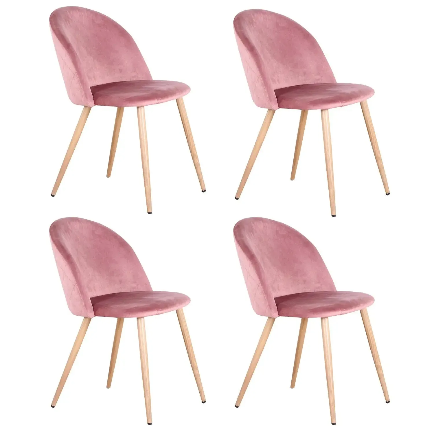 Set of 4 Soft Velvet Dining Chairs with Metal Feet