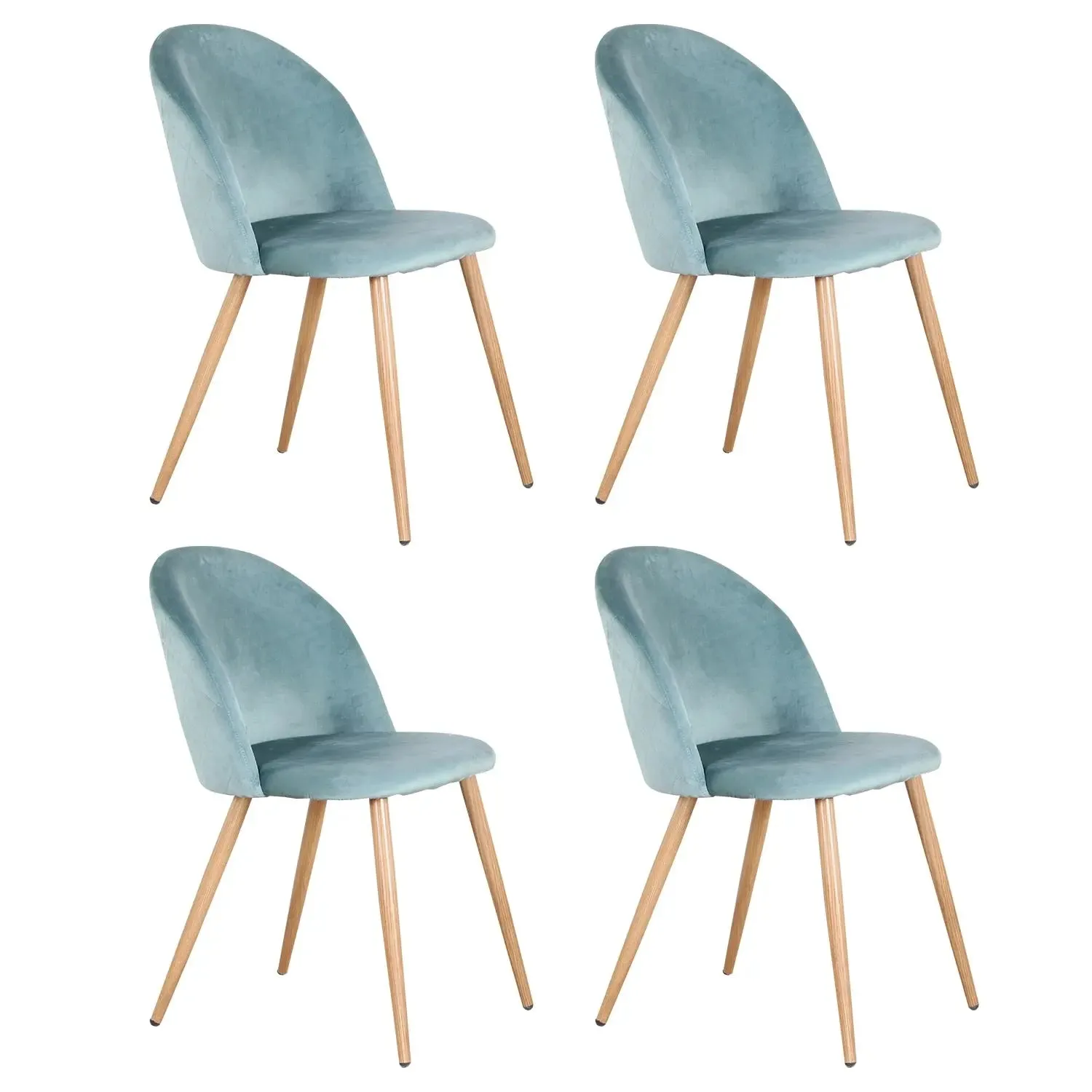 Set of 4 Soft Velvet Dining Chairs with Metal Feet