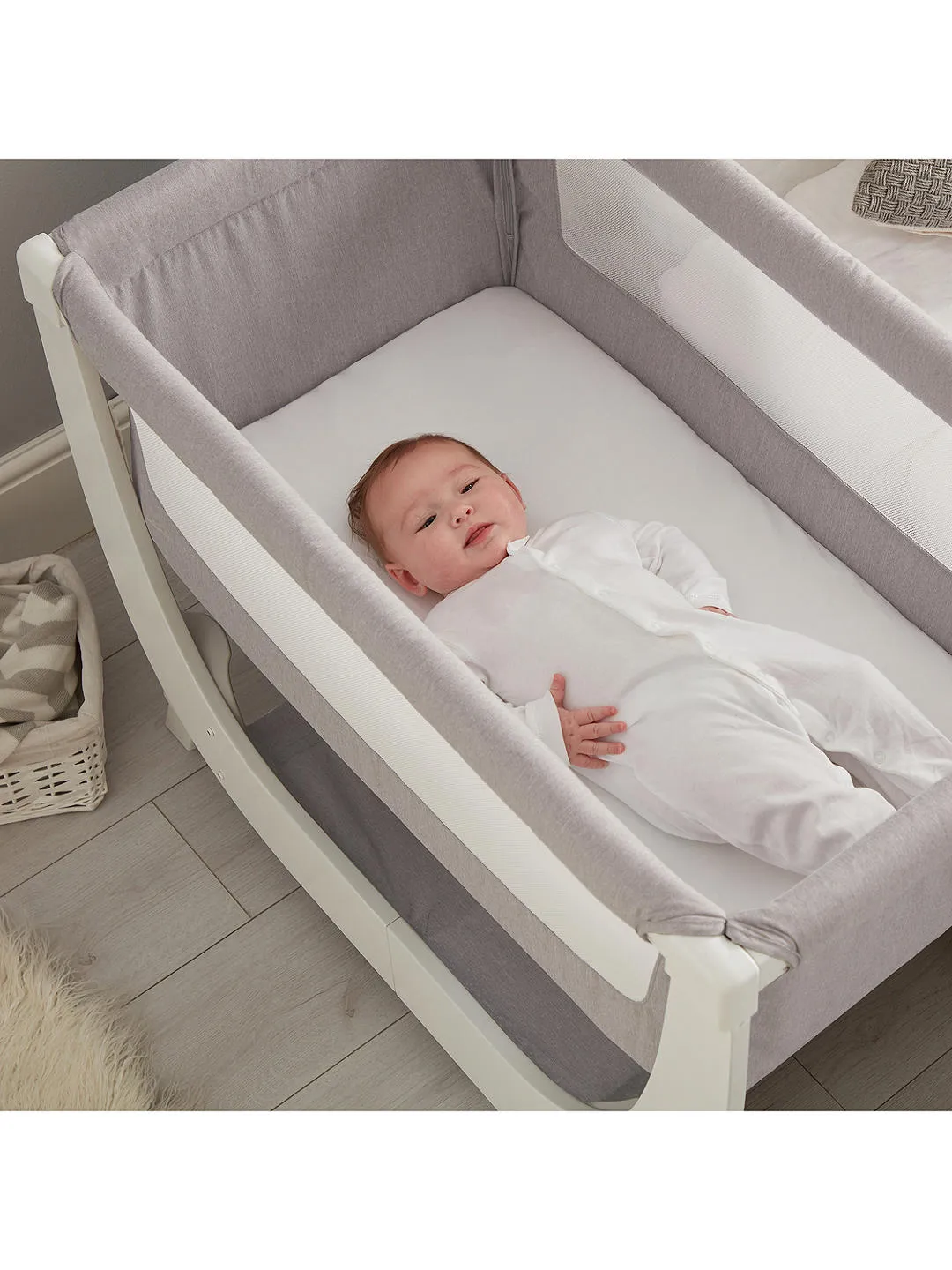 Shnuggle Air Bedside Crib - Stone Grey (1 year local warranty on manufacturing defects)
