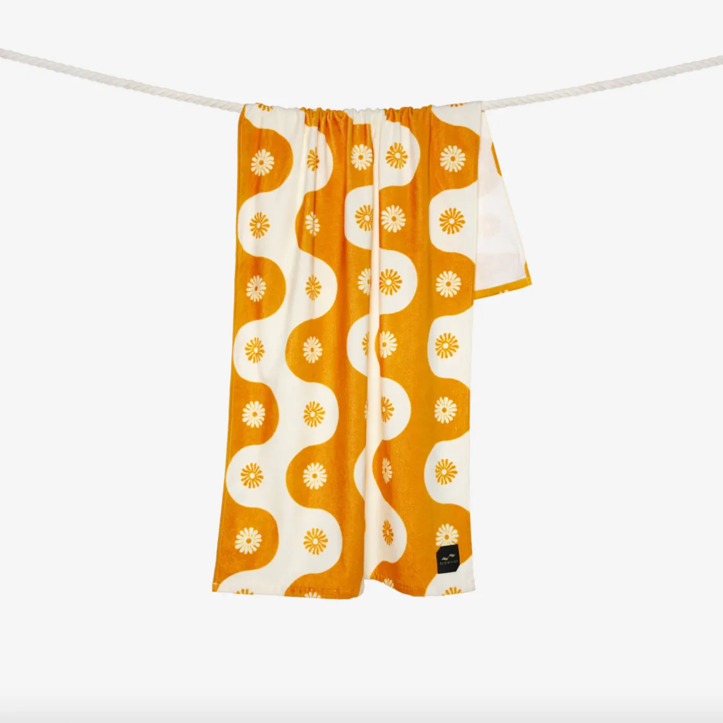 Slow Tide Botanical Waves Towel - Mustard