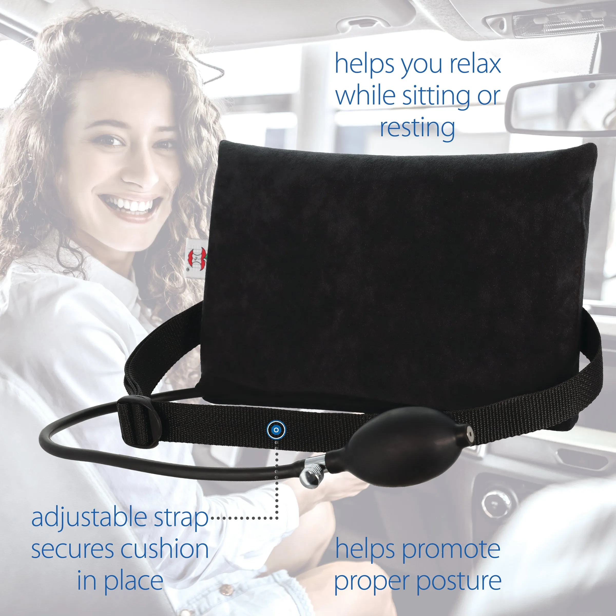 Small Inflatable Lumbar Cushion, Black