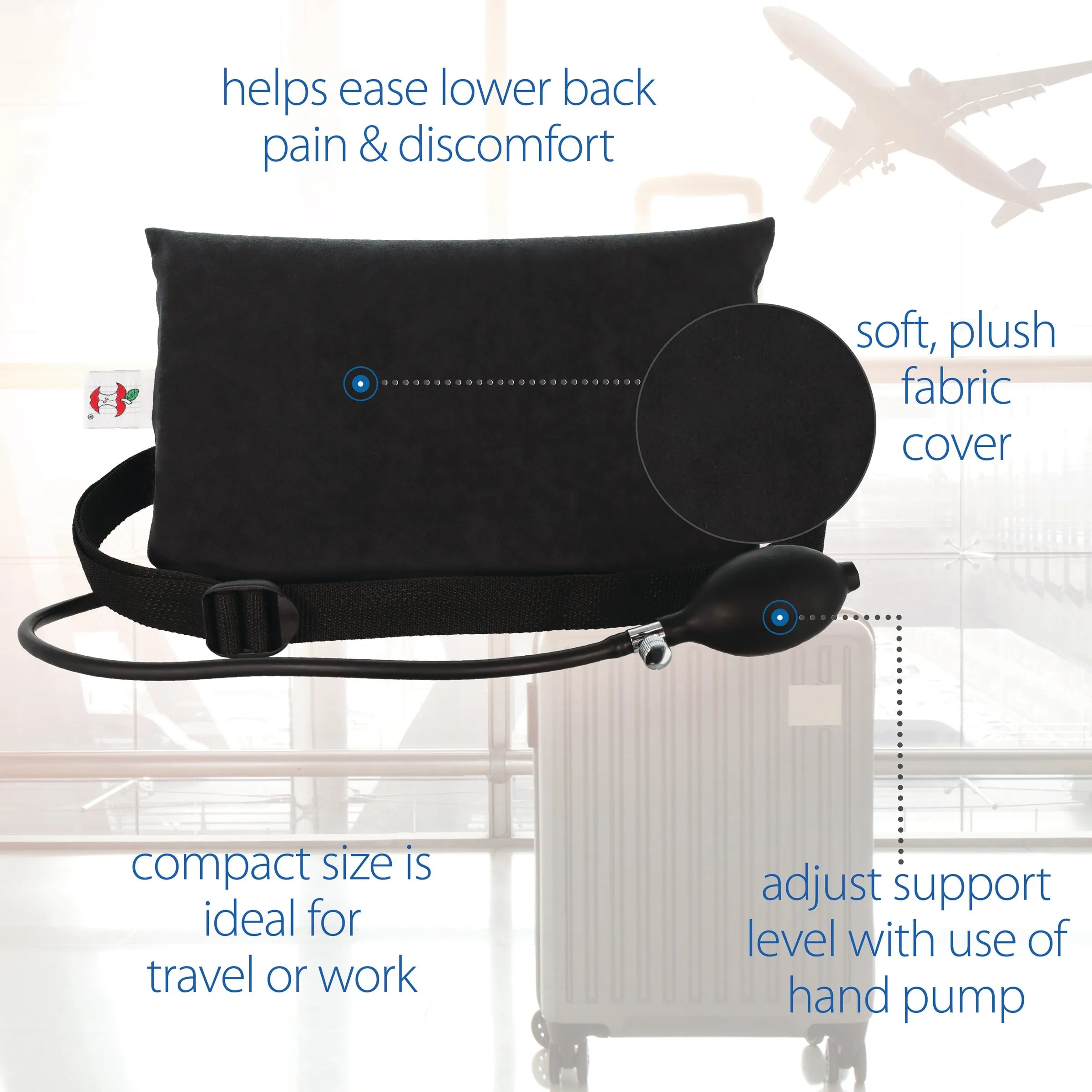 Small Inflatable Lumbar Cushion, Black