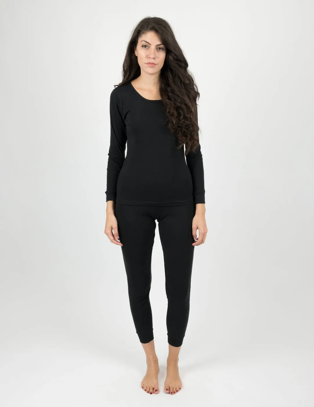 Solid Color Black Matching Family Pajama Set