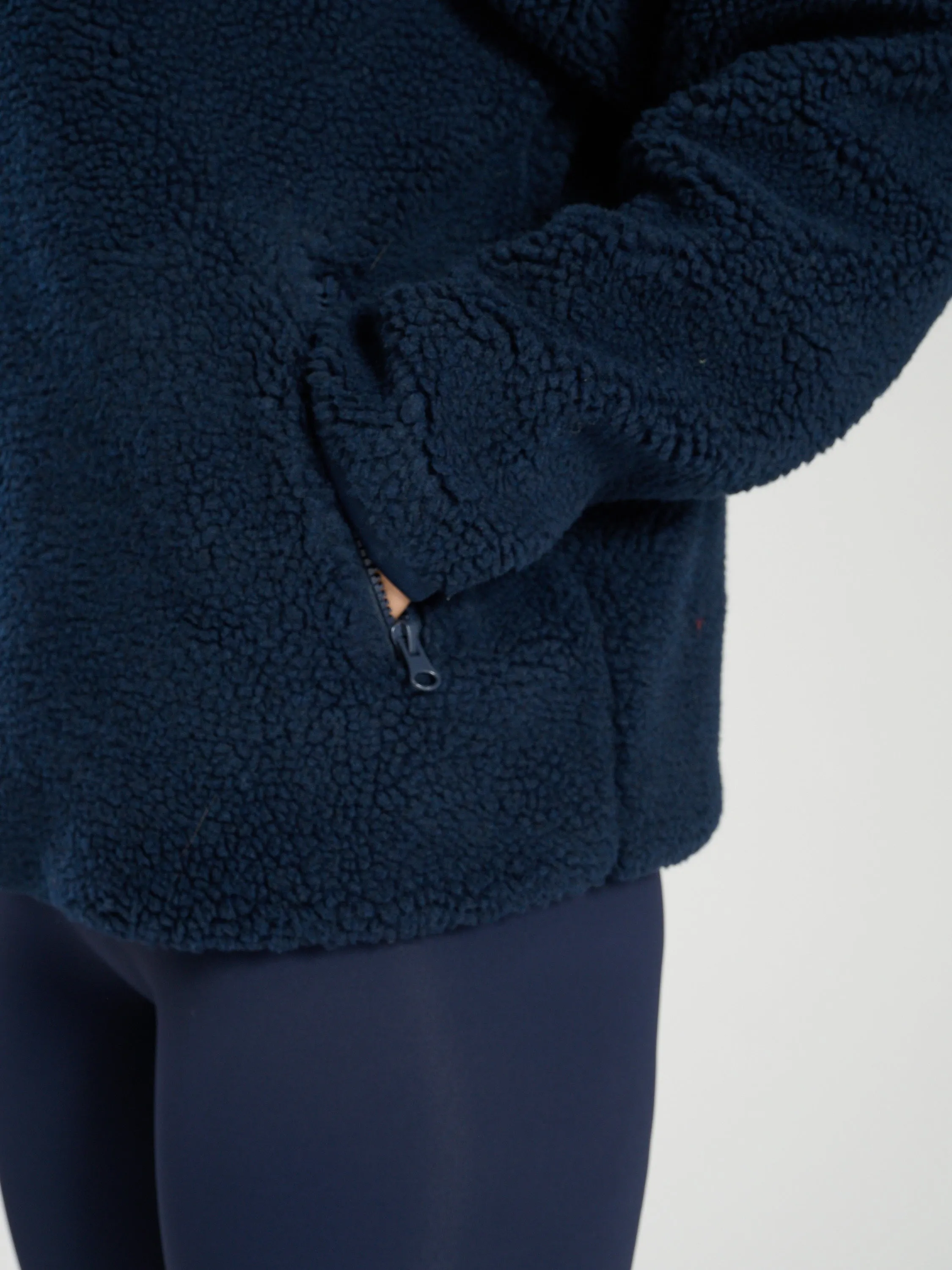 The 'Teddy' Quarter zip borg fleece jacket in navy