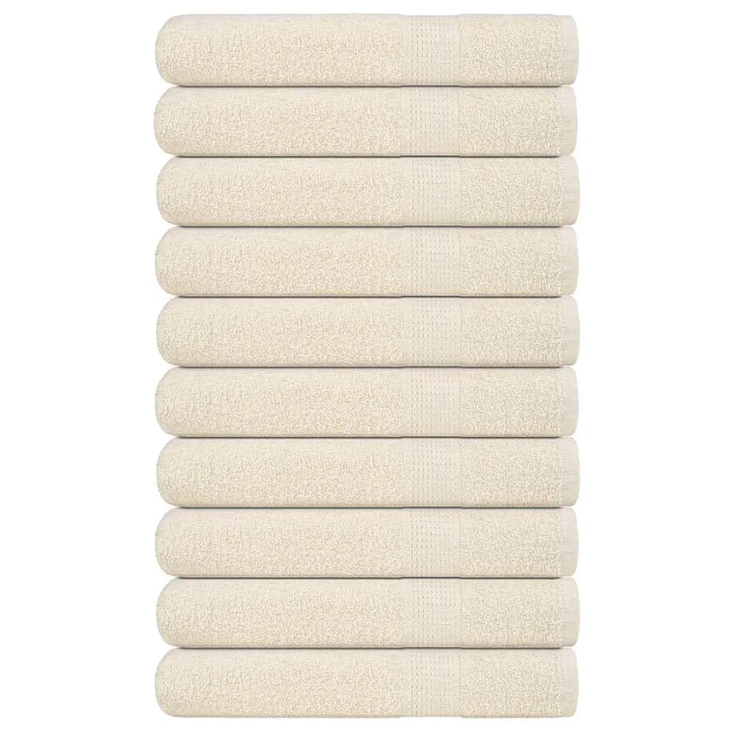 Towels 10 pcs Cream 100x200 cm 360 gsm 100% Cotton