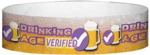 Tyvek® 3/4" x 10" Drinking Age Verified Beer Glass pattern wristbands