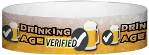 Tyvek® 3/4" x 10" Drinking Age Verified Beer Glass pattern wristbands